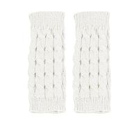 1 Par De Guantes Blancos Sin Dedos Para Mujer, Guantes De Lana Cálidos, Guantes De Punto Simples, Guantes Elásticos Suaves