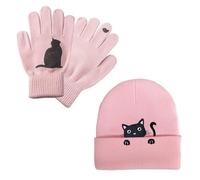 1 Par De Guantes Con Estampado De Gato Y 1 Gorro De Punto De Gato, Lindos Guantes De Punto, Productos Cálidos De Invierno, Guantes De Mujer