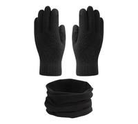 1 Par De Guantes Con Patrón De Rombos Y 1 Bufanda Cálida, Guantes De Invierno Para Mujer, Guantes Para Pantalla Táctil, Guantes De Punto
