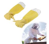1 par de guantes de apicultura transpirables | Guantes protectores de manga larga - Material de cuero resistente elástico para apicultura