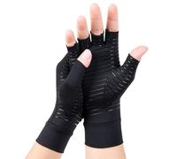 1 par de guantes de compresión de cobre para artritis con correa, el mejor guante con infusión de cobre para mujeres reumatoides y hombres, artritis y B7F0, Negro S, Small