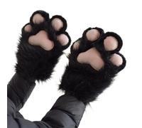 1 par de guantes de felpa para patas en el medio, Fursuit Paws, Cat Paw Gloves, Furry Paw Cat Paw Gloves Plush Furry Paws Mittens Therian Gloves, Negro , 25 cm