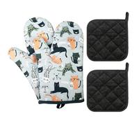 1 par de guantes de final, 2 almohadillas aislantes de ollas, guantes resistentes al calor, guantes antiquemaduras y antideslizantes para hornos microondas, guantes de cocina domésticos