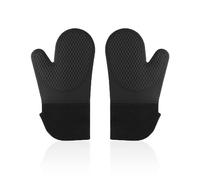 1 par de guantes de horno de silicona, guantes de horno resistentes al calor, guantes dobles negros para horno, guantes para horno microondas, guantes de cocina