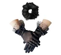1 Par De Guantes De Malla Negra, Mangas De Encaje Retro, Elees Accesorios De Muñeca, Adecuados Para Bodas Y Etapas.