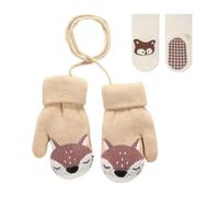 1 Par De Guantes De Zorro, 1 Par De Calcetines Térmicos De Zorro, Conjunto Térmico Para Bebé, Calcetines Interiores Antideslizantes, Lindos Guantes Térmicos De Dibujos Animados