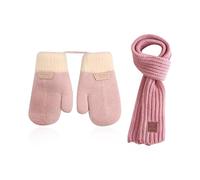 1 Par De Guantes Halter, 1 Bufanda De Punto, Guantes Cálidos Para Niños Y Bufanda Para El Cuello, Juego De Protección Contra El Frío Y El Calor En Invierno