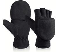 1 Par de Guantes Invernales - Medias Manos con Cierre, Tejido para Actividades al Aire Libre, Pesca y Pintura