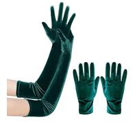1 Par De Guantes Largos, 1 Par De Guantes Cortos, Guantes De Terciopelo Dorado Verde Oscuro, Guantes De Mujer, Guantes Cálidos, Decoración De Vestido