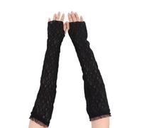 1 par de guantes largos de encaje, 50 cm, guantes de encaje sin dedos, longitud del codo, guantes de noche vintage para bodas, fiestas, óperas, Halloween, color negro, Negro , Talla única