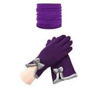 1 Par De Guantes Morados Y 1 Pañuelo Morado, Guantes Cálidos, Guantes Para Pantalla Táctil, Pañuelo Resistente Al Viento, Pañuelo Para El Cuello, Accesorios De Otoño E Invierno