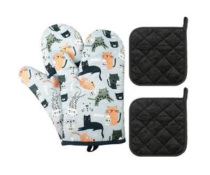 1 par de guantes para ollas DHSBGWSX, 2 almohadillas de aislamiento para ollas, guantes de protección contra quemaduras resistentes al calor, guantes antideslizantes y de protección contra quemaduras