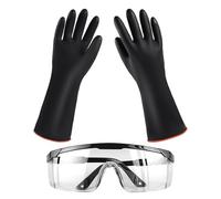 1 Par De Guantes Resistentes A Ácidos, 1 Par De Gafas De Seguridad, Guantes Para Productos Químicos, Guantes Largos De Goma, Guantes De Goma Resistentes A Productos Químicos, Guantes De Limpieza
