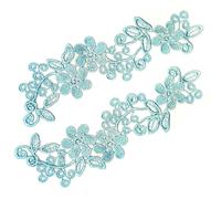 1 par de hermosos apliques de encaje bordados de flores decorativos delicados para atuendo nupcial de moda