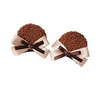 1 par de horquillas hechas a mano de piel sintética con orejas de oso redondas, con nudo de arco, horquillas para el pelo, anime, cosplay, barrettes