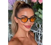1 par de lentes de sol unisex ovalados de color naranja, adecuados para vacaciones de verano en la playa y estilo universitario de regreso a la escuela