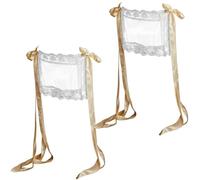 1 Par De Letreros De Boda "just Married" Con 4 Cintas De Satén, Funda Para Respaldo De Silla, Pancarta Decorativa De Encaje Para Silla, Letreros Para Sillas De Boda Para Novios, Fundas Para Sillas.