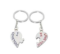 1 par de llaveros con forma de corazón con texto en inglés «Ti amo»