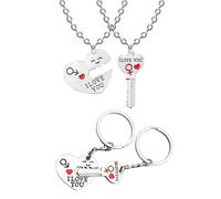 1 Par De Llaveros Y 1 Par De Collares, Joyería para Parejas, Regalos Creativos para Parejas, Llaveros Interesantes, Llaveros Decorativos