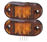 1 Par de Luces Indicadoras de Camiones 10-30V 2 Luces Laterales Rectangulares Led con Cable de 25 cm Lámpara de Marcha Atrás de Freno de Cola Trasera para Remolque Camión RV Autobús(Amarillo)