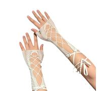 1 par de mangas largas ajustables para mujer, hiphop, bonitas muñequeras de encaje, para ciclismo, correr, senderismo, guantes de moda, blanco, Talla única
