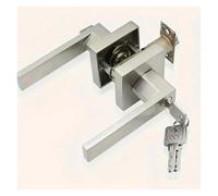 1 Par De Manijas De Puerta Negras For Privacidad, Pomos De Puerta Interiores, Palancas Cuadradas, Cerraduras Resistentes For Dormitorio Y Baño.(Silver with keys)