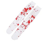 1 par de Medias de Sangre realistas manchadas con Sangre Calcetines Altos Largos por Encima de la Rodilla para Disfraz de Halloween Cosplay