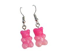 1 par de moda hermoso color caramelo dibujos animados ositos de goma resina colgantes pendientes pulsera oro, talla única, como se describe