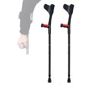 1 par de muletas de aluminio para antebrazo con botón de presión de altura ajustable, muletas ergonómicas con puño abierto para hombres y mujeres, soporta hasta 100 kg, negro/rosa/azul