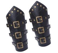 1 par de muñequeras medievales vintage para montar en cabalgatas, brazaletes protectores de estilo hiphop, pulseras renacentistas, accesorios de disfraz gótico de moda, Par negro, Talla única