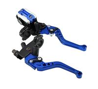 1 par de Palanca de freno y embrague ajustable, 7/8 "Palancas del depósito del cilindro maestro del embrague del freno de la motocicleta (Azul)