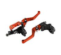 1 par de Palanca de freno y embrague ajustable, 7/8 "Palancas del depósito del cilindro maestro del embrague del freno de la motocicleta (Naranja)