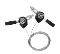 1 par de palancas de cambio de pulgar para bicicleta, 3 x 6/3 x 7 velocidades, aleación de aluminio, diseño de dedo dividido con cables de acero inoxidable para bicicletas plegables urbanas de