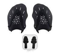 1 par de Palas de natación, con 1 par de Tapones para los oídos, Palas de natación de Silicona, Palas de Hombro Ajustables, aptas para Adolescentes, Entrenamiento de Adultos