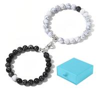 1 par de Pareja de Pulsera de Cadena, Magnética Brazalete de Amistad Brazalete Magnético, para Regalos de San Valentín para novio y novia, Hombres Mujeres Regalos Con caja de regalo