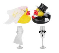 1 par de patos de goma para boda, 2 juegos de tazas, patos para decoración de bodas, par de patos de goma, regalos de boda, decoración de ambiente, adornos decorativos, juguetes de baño