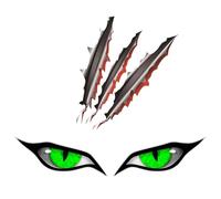 1 Par De Pegatinas De Automóviles De Ojos Verdes Y 1 Pieza De Pegatinas para Autos De Rascar, Se Pueden Usar Terribles Autos Monstruosos, Cascos Y Automóviles.