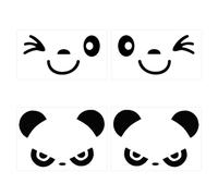 1 par de pegatinas de emoticonos, 1 par de pegatinas de panda, pegatinas divertidas para coche, pegatinas de vinilo para el espejo retrovisor del coche