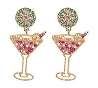 1 Par De Pendientes Bohemios Frutas Vino Rodaja Limón Color Diamante A Juego Pendientes Vino Con Rodaja Limón Para Mujer