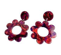 1 Par De Pendientes Color Hechos A Mano Con Pétalos Elegantes Flor Acrílica Tachuela Retro Exagerado Para Niñas Pendientes Tachuelas Colores Para Mujeres