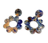 1 Par De Pendientes Color Hechos A Mano Con Pétalos Elegantes Flor Acrílica Tachuela Retro Exagerado Para Niñas Pendientes Tachuelas Colores Para Mujeres