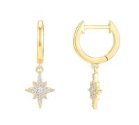 1 par de pendientes con colgante de estrella y mariposa, plata de ley con perlas, accesorios de regalo para mujer, Piedra