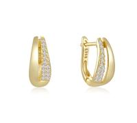 1 par de pendientes de aro de plata de ley con circonita blanca para mujer, fiesta, boda, geométrica, Piedra