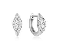 1 par de pendientes de aro de plata de ley con circonita blanca para mujer, fiesta, boda, geométrica, Piedra