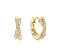 1 par de pendientes de aro de plata de ley con circonita blanca para mujer, fiesta, boda, geométrica, Piedra