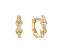 1 par de pendientes de aro de plata de ley con circonita blanca para mujer, fiesta, boda, geométrica, Piedra