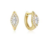 1 par de pendientes de aro de plata de ley con circonita blanca para mujer, fiesta, boda, geométrica, Piedra