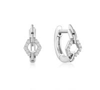 1 par de pendientes de aro de plata de ley con circonita blanca para mujer, fiesta, boda, geométrica, Piedra