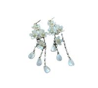 1 par de pendientes de borla de perlas de concha blanca Sakura para mujer, aretes románticos de gota de flor, exquisitos abalorios, joyería conveniente y práctico
