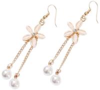 1 par de pendientes de botón con gota de flores delicadas para mujer pendientes largos con borla de perlas pendientes colgantes de estilo coreano para niñas convenient handled